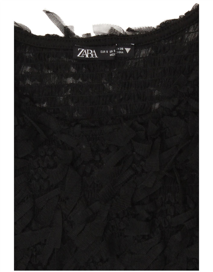Женская укороченная прозрачная блузка Zara UK 8, маленькая черная