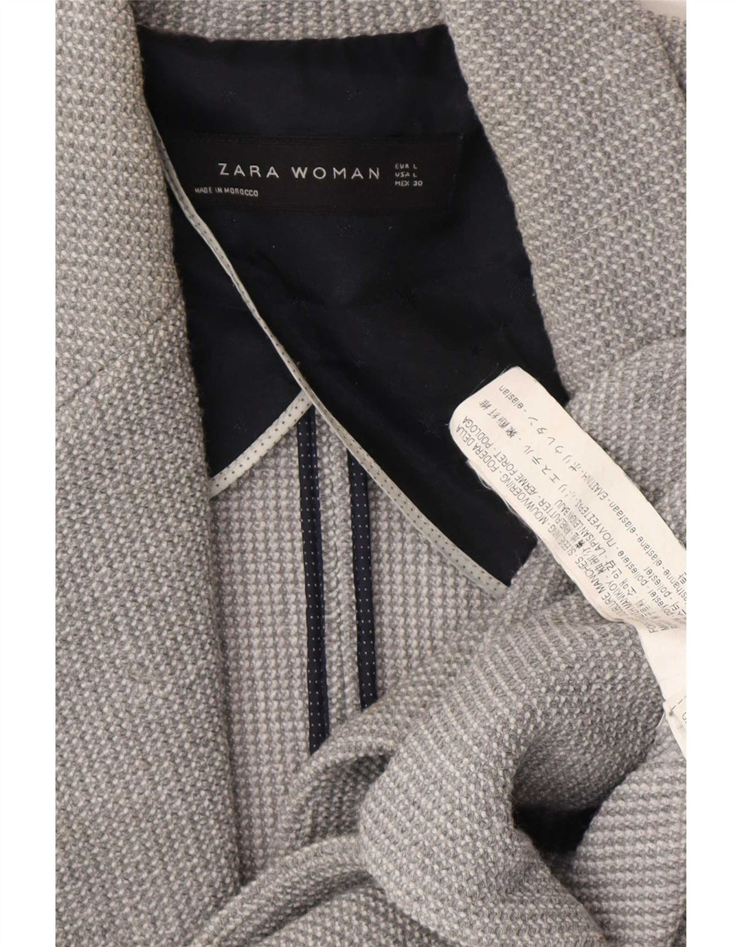 Женский пиджак на 1 пуговице Zara UK 16, большой серый полиэстер