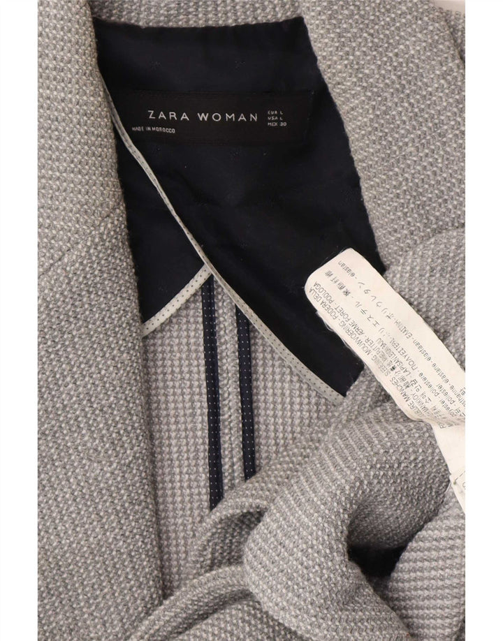 Женский пиджак на 1 пуговице Zara UK 16, большой серый полиэстер