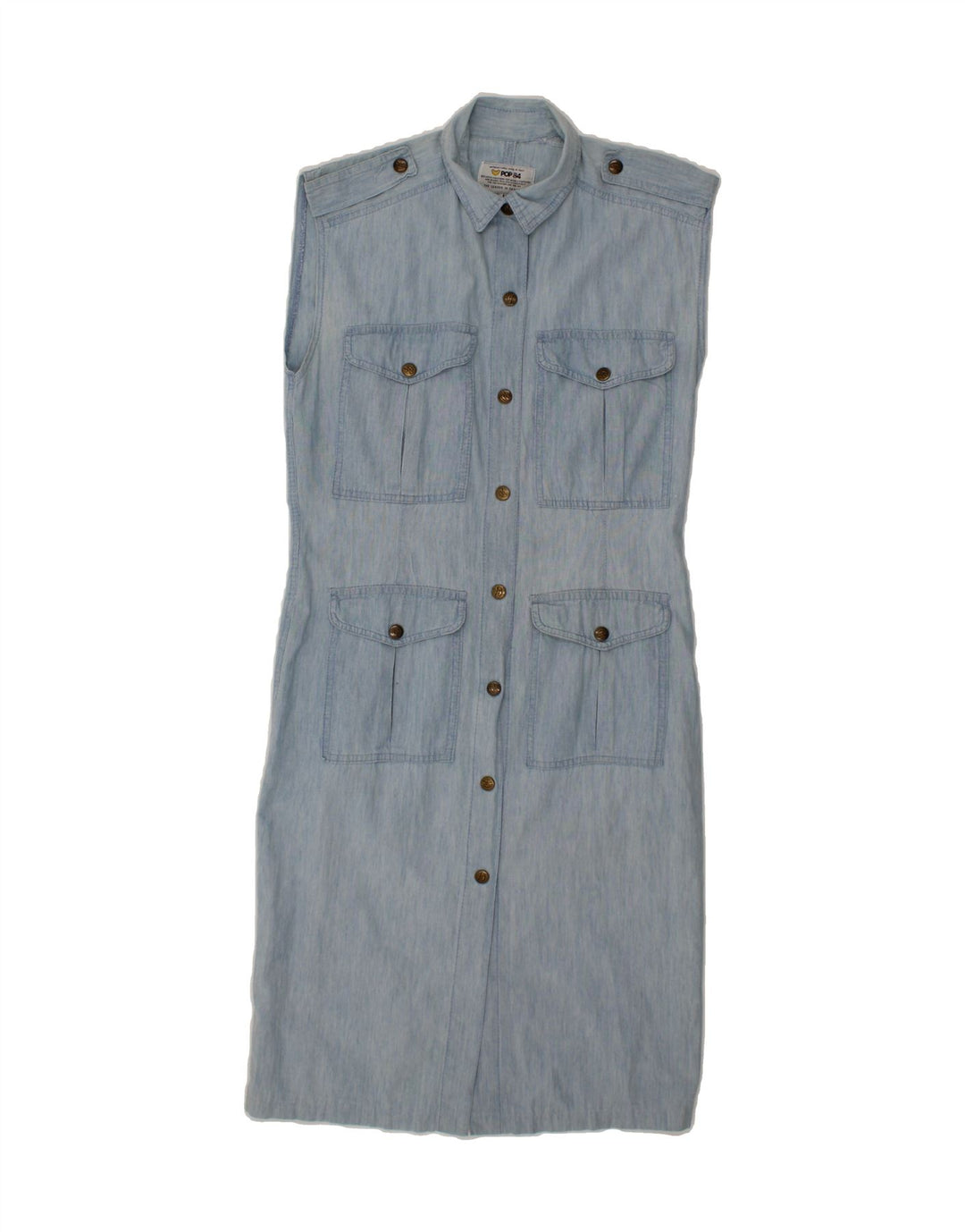 POP 84 Womens Sleeveless Denim Dress UK 14 Medium Blue Vintage POP 84 and Second-Hand POP 84 from Messina Hembry 