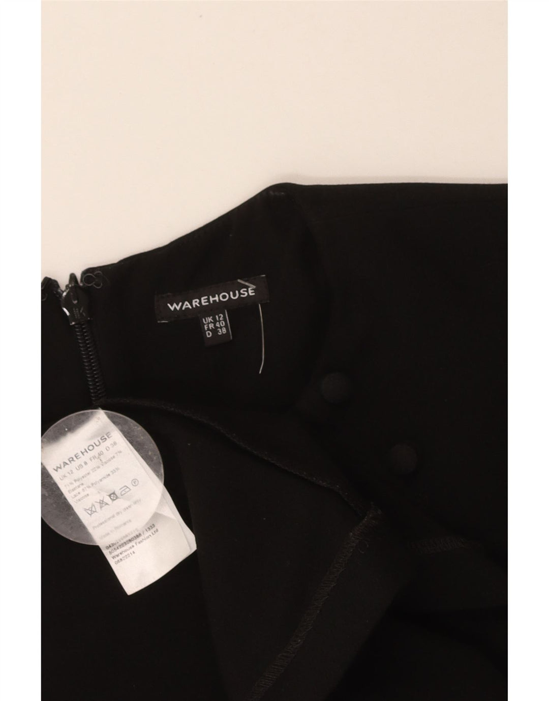 WAREHOUSE Womens A-Line Dress UK 12 Medium Black Polyester