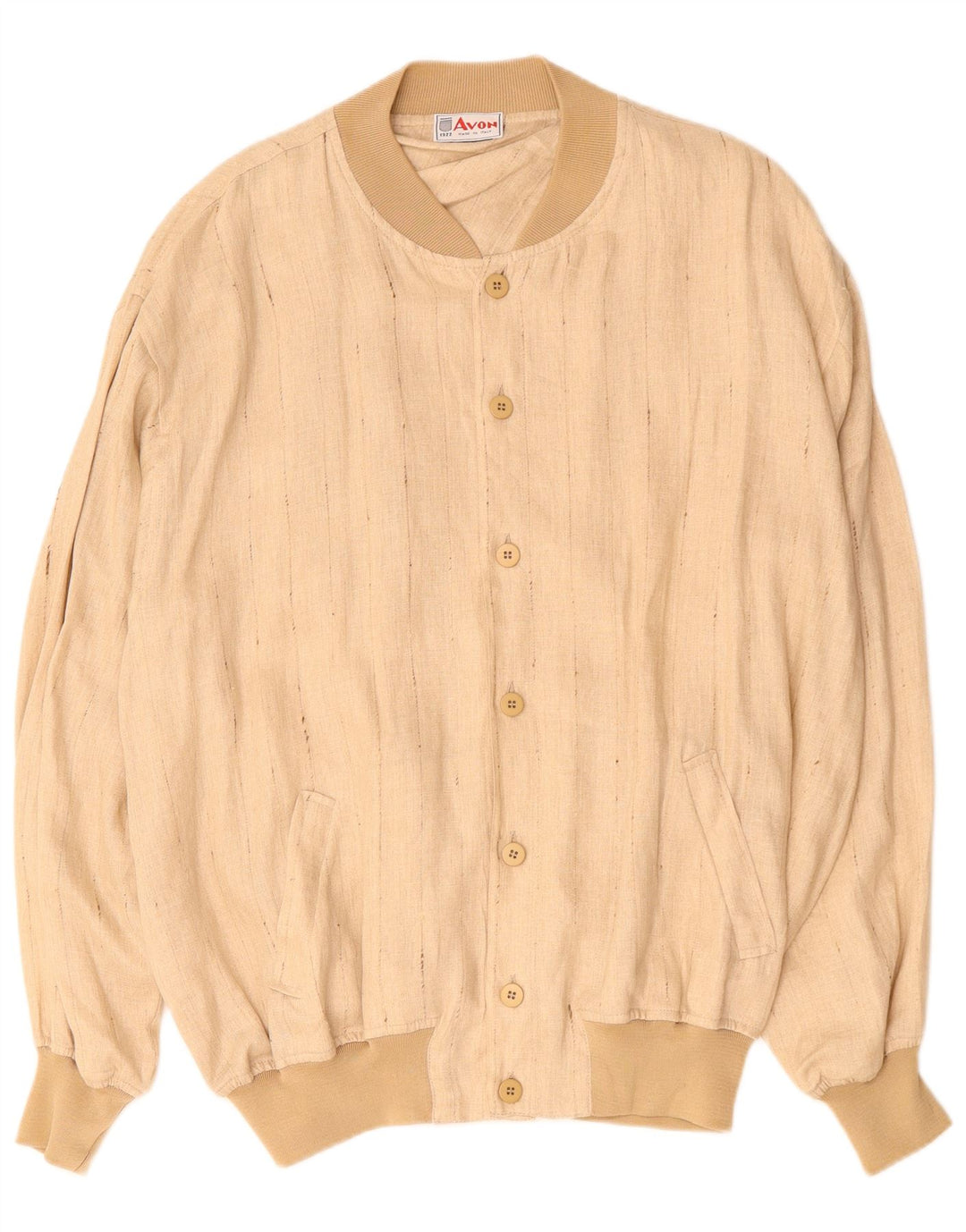 Мужская куртка-бомбер VINTAGE UK 42 XL, бежевая льняная полоска