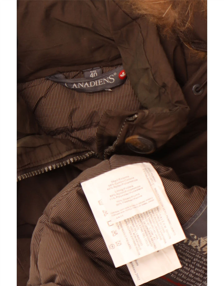 CANADIENS Женская стеганая куртка с капюшоном EU 40 Средне-коричневый хлопок