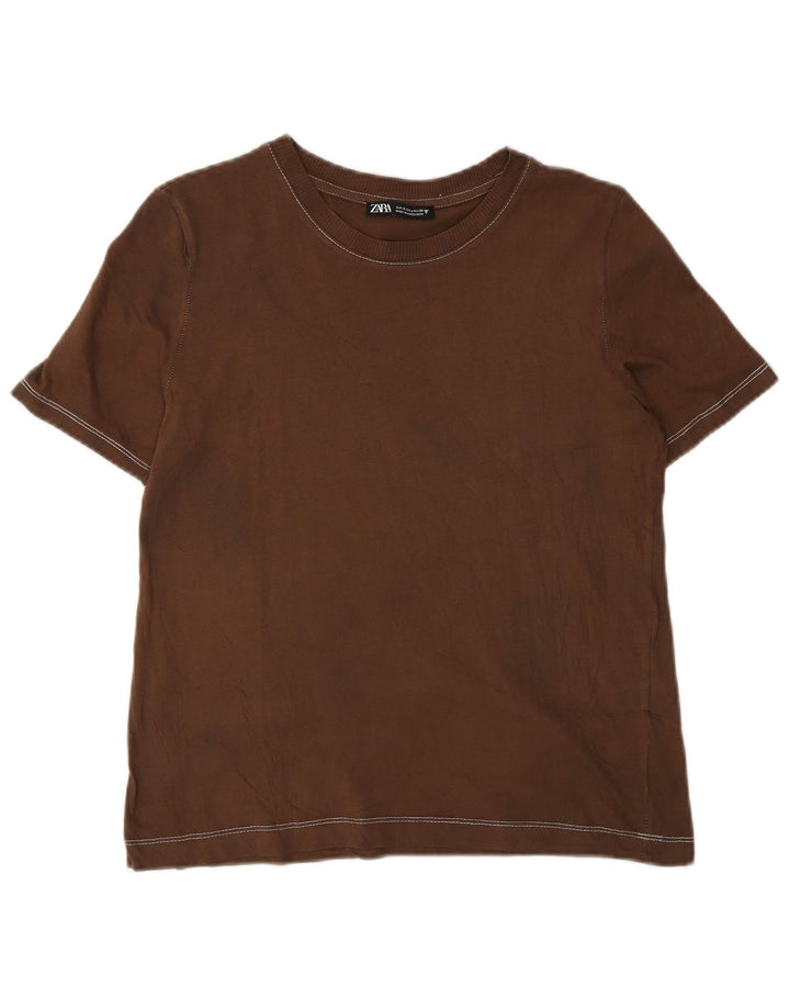 Женская футболка Zara Top UK 10, маленькая коричневая