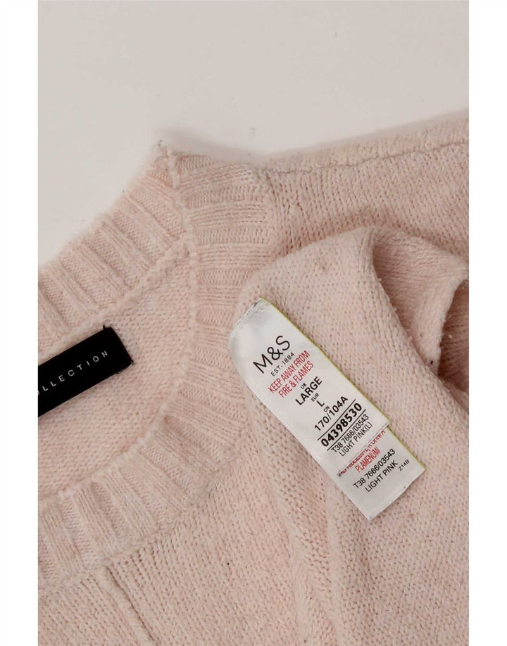 Женский свободный джемпер с круглым вырезом Marks & Spencer, Великобритания, 16, большой розовый