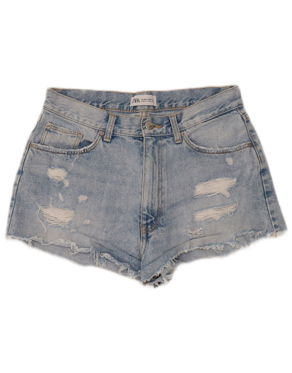 Женские джинсовые шорты Zara EU 38, маленькие, W28, синие, хлопок