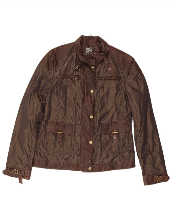 Винтажная женская куртка UK 14, средний коричневый полиамид