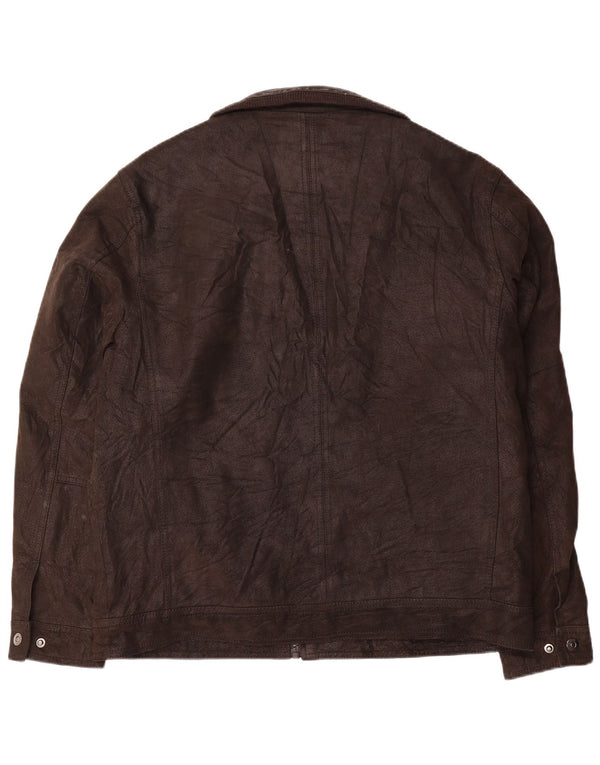 Мужская кожаная куртка Angelo Litrico UK 42 XL коричневая кожа