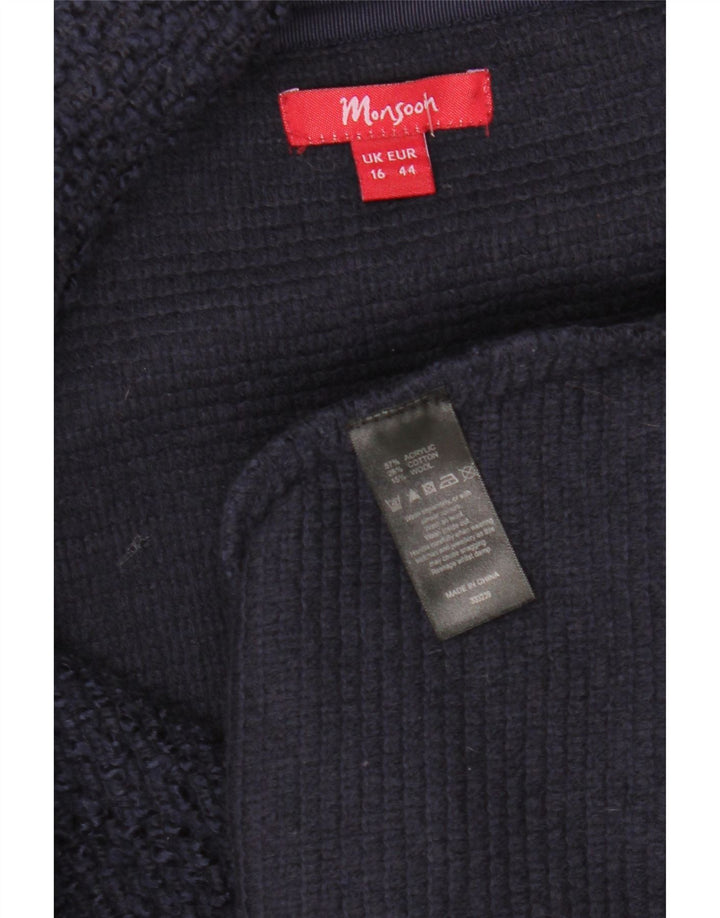 Женский пиджак на 3 пуговицах MONSONON UK 16, большой темно-синий акрил