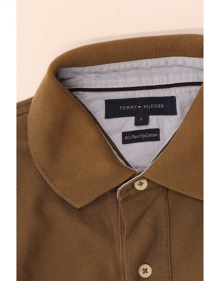 Мужская рубашка-поло Tommy Hilfiger, большой размер, коричневый хлопок