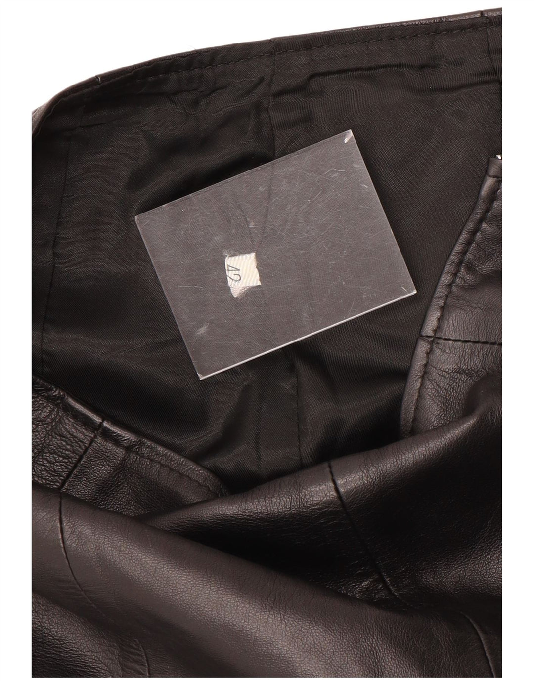 Винтажная женская кожаная юбка с высокой талией IT 42 Medium W24 Черная