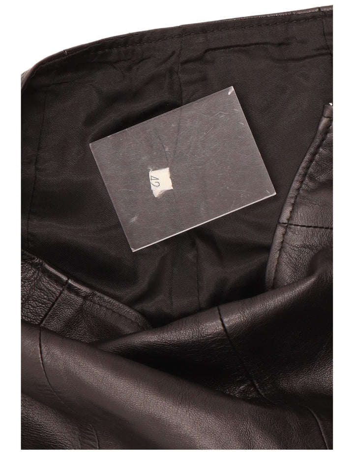 Винтажная женская кожаная юбка с высокой талией IT 42 Medium W24 Черная