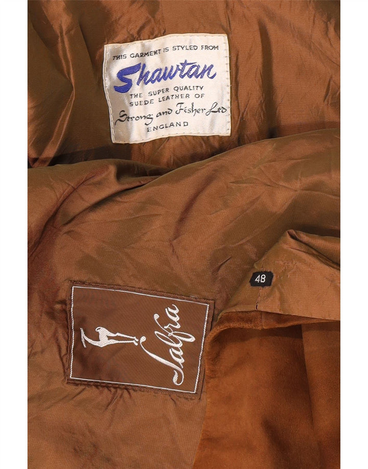 STRONG & FISHER LTD Женское винтажное замшевое пальто UK 18 XL, коричневое классическое