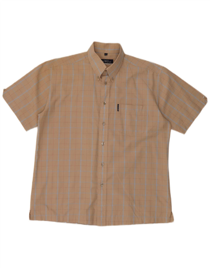 Мужская рубашка с коротким рукавом Ben Sherman, большая бежевая клетка