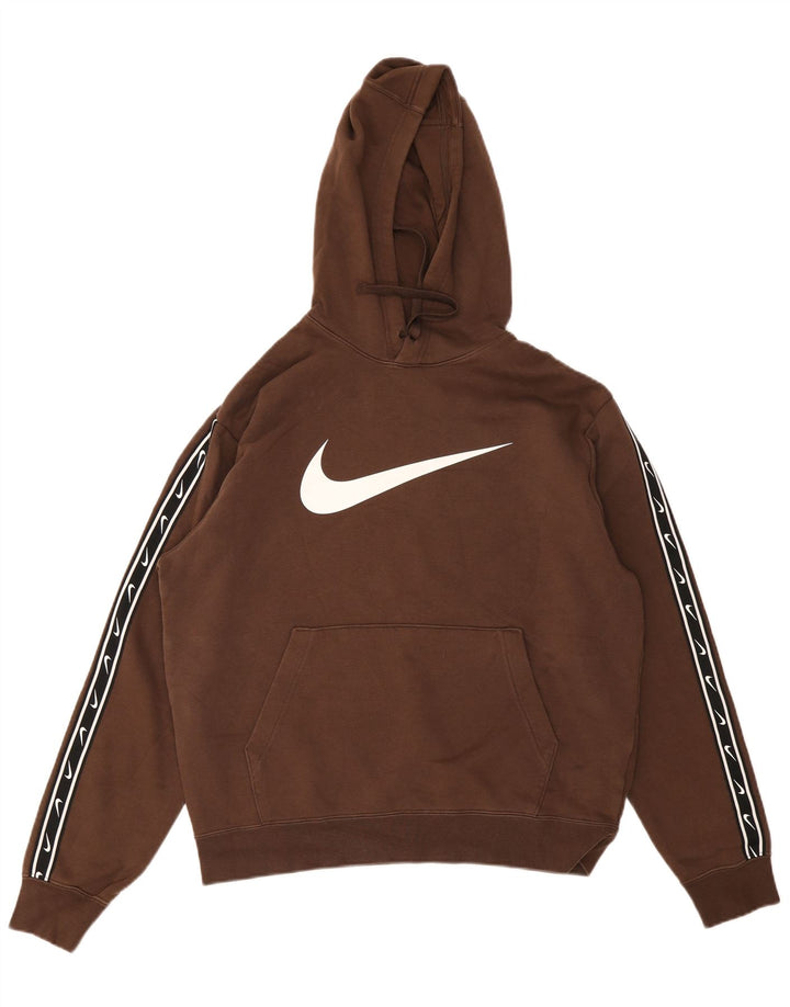Мужской джемпер с капюшоном с графическим рисунком Nike, хлопковый средний коричневый цвет