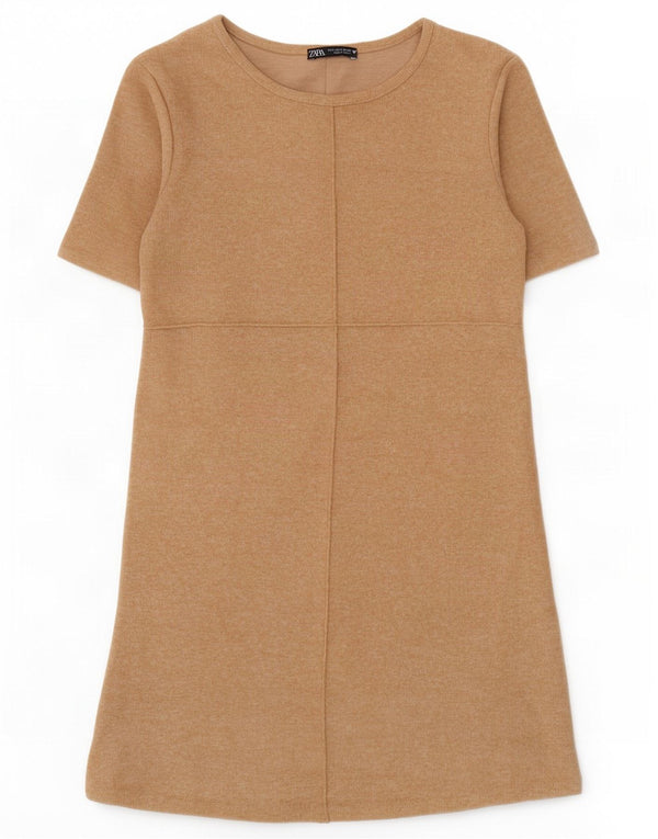 Женское платье прямого кроя Zara UK 10, маленькое бежевое