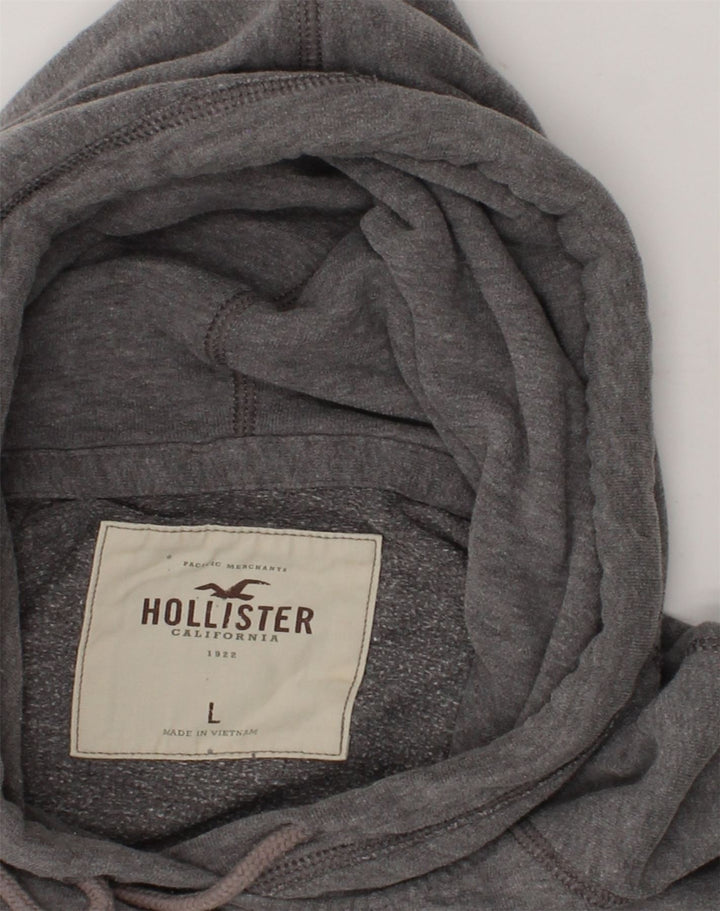 HOLLISTER Womens Graphic Hoodie Jumper UK 16 Large Grey Cotton | Vintage Hollister | Thrift | Second-Hand Hollister | Used Clothing | Messina Hembry 