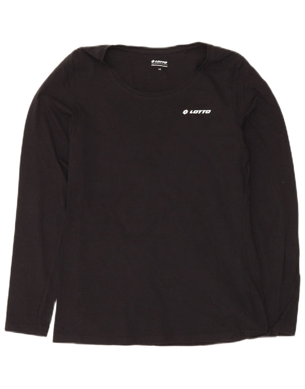 LOTTO Женский топ с длинным рукавом UK 10, маленький черный хлопок