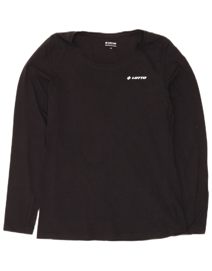 LOTTO Женский топ с длинным рукавом UK 10, маленький черный хлопок