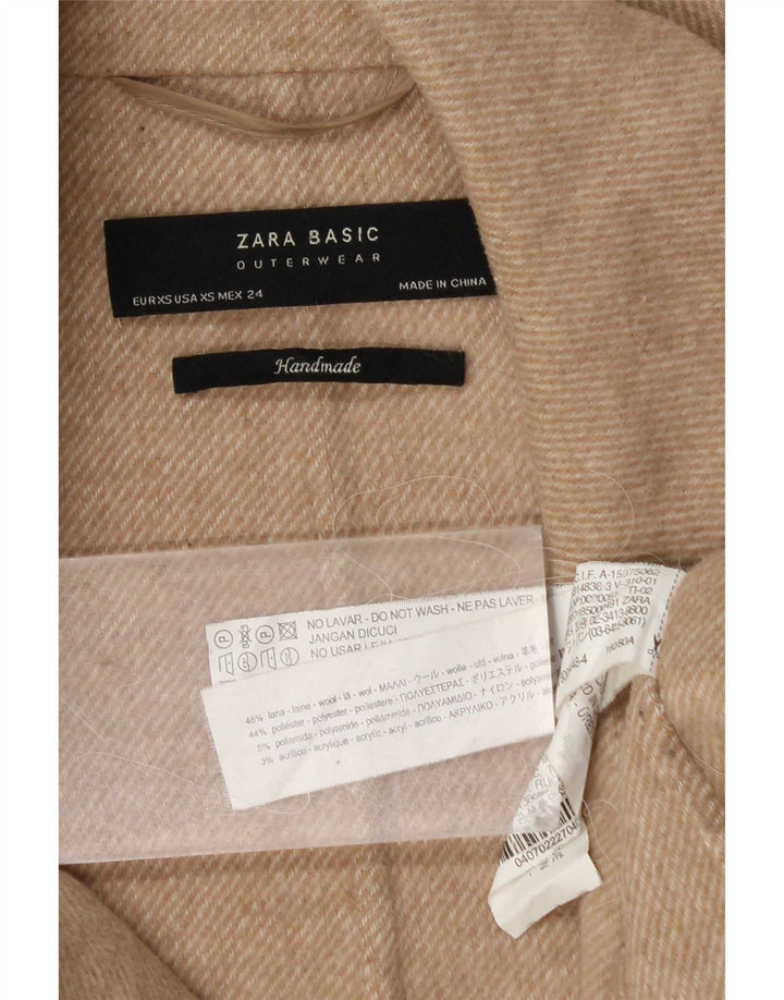 Женское пальто оверсайз Zara UK 6 XS, бежевое шерстяное