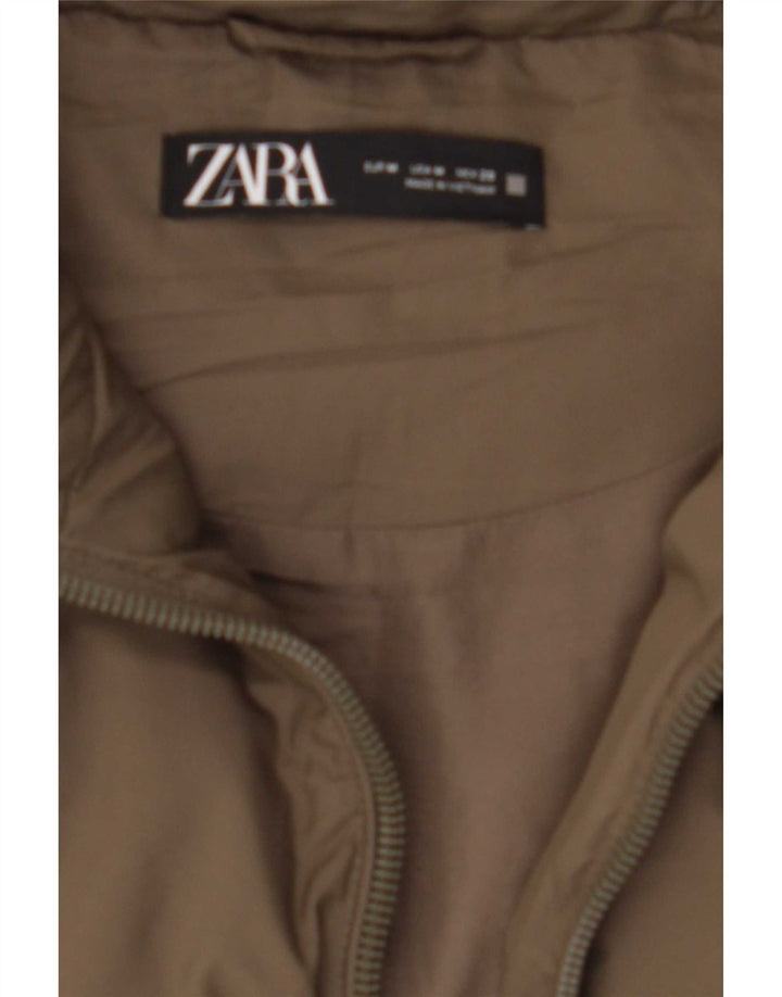 Женский утепленный жилет Zara UK 14, средний цвет хаки, полиэстер