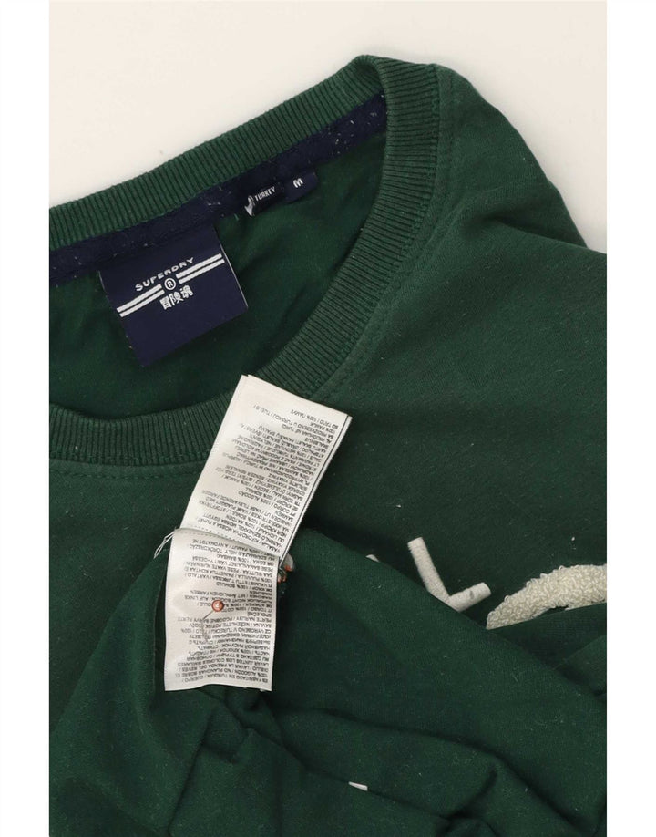 Мужская футболка с рисунком Superdry, хлопковый топ среднего зеленого цвета