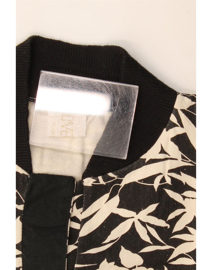 Винтажный женский свитер-свитшот UK 16, большой черный цветочный принт