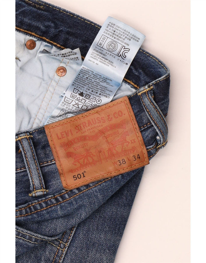 Мужские прямые джинсы LEVI'S 501 W38 L34 синие, хлопок