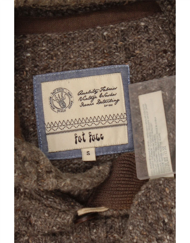 Мужской джемпер на пуговицах FAT FACE, маленький серый шерстяной свитер в крапинку