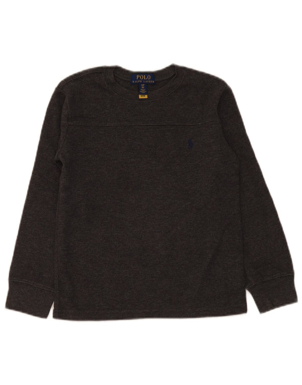 Хлопковый топ Polo Ralph Lauren для мальчиков с длинными рукавами, маленький размер, 7–8 лет, серый цвет