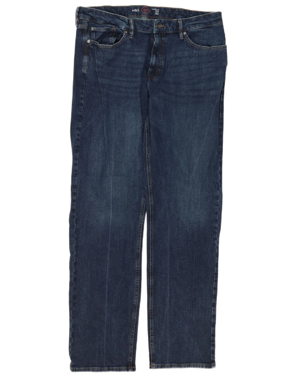 Мужские прямые джинсы Marks & Spencer W36 L33 темно-синие, хлопок