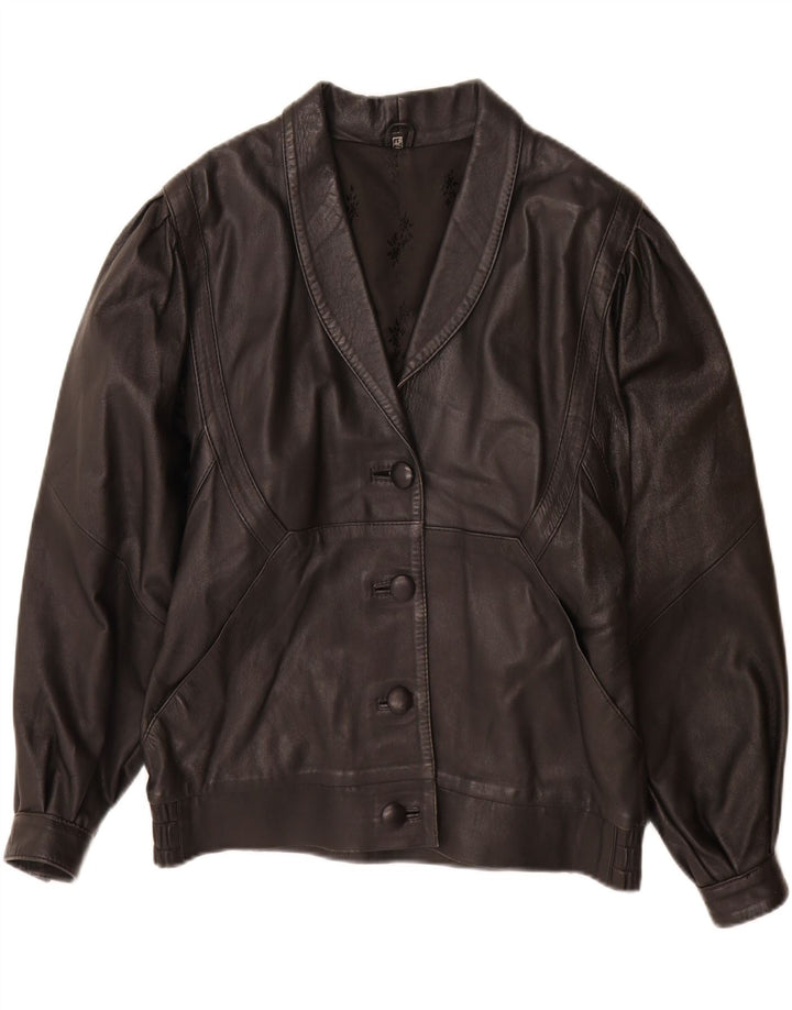 Винтажная женская кожаная куртка IT 42 Medium Black