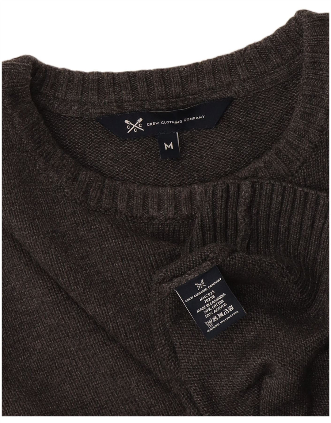 Crew Clothing Мужской джемпер с воротником из хлопка среднего серого цвета