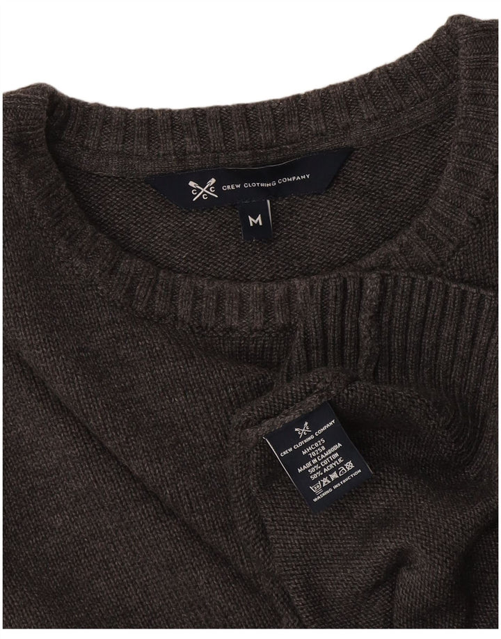 Crew Clothing Мужской джемпер с воротником из хлопка среднего серого цвета