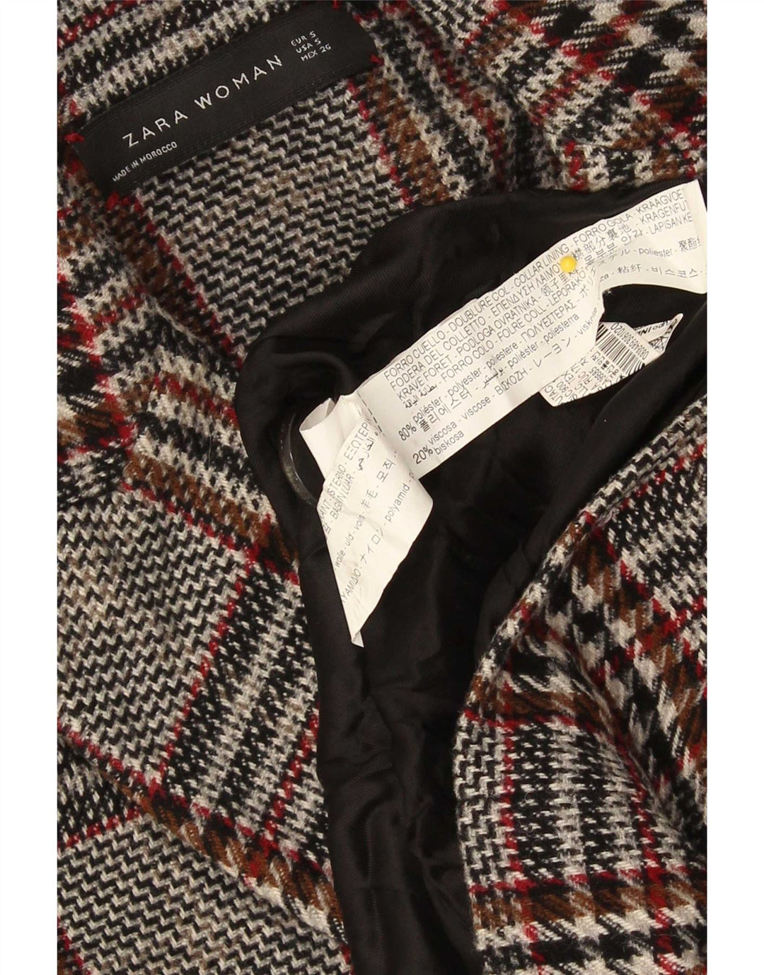 Женское пальто оверсайз Zara UK 10, маленькое серое клетчатое пальто из вискозы