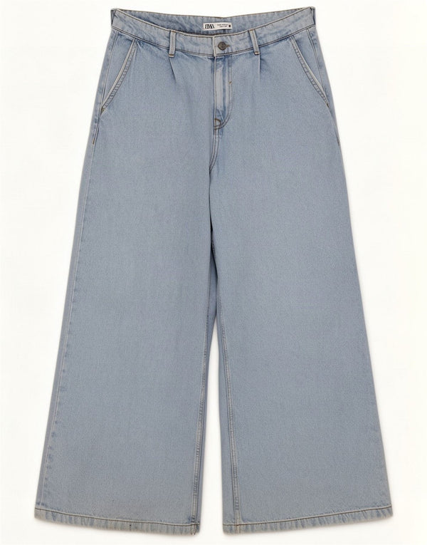Zara Женские джинсы с высокой талией и широкими штанинами EU 40 Medium W30 L28 Синий
