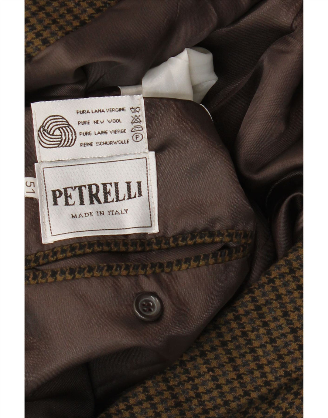 PETRELLI Мужской пиджак IT 51 Большой Хаки Гусиные лапки Натуральная шерсть