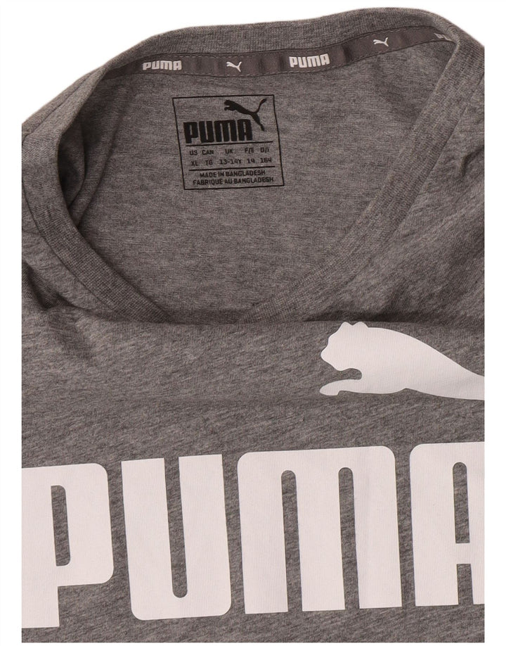 Топ с рисунком Puma для мальчиков 13-14 лет, серый в крапинку