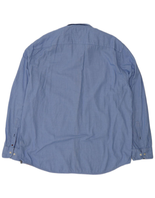 Мужская рубашка Tommy Hilfiger 2XL из хлопка в синюю пятнистую клетку