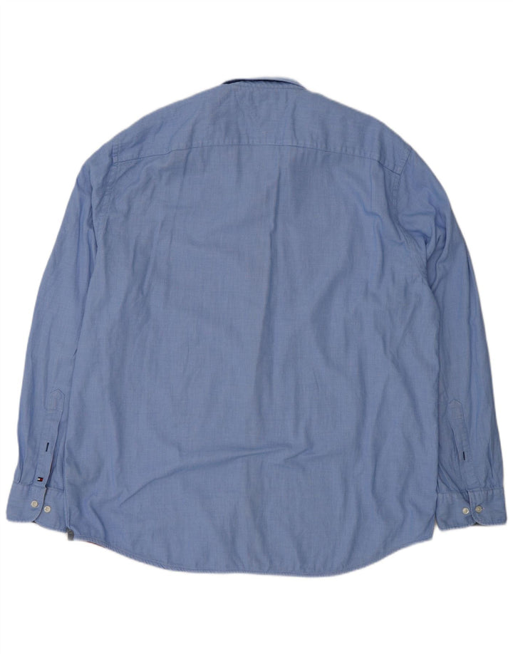 Мужская рубашка Tommy Hilfiger 2XL из хлопка в синюю пятнистую клетку