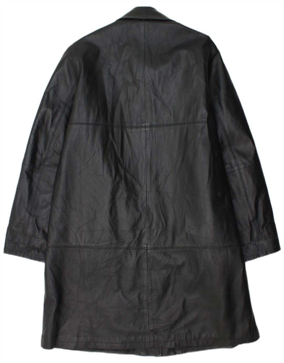 Винтажное женское кожаное пальто IT 48 XL, черное кожаное