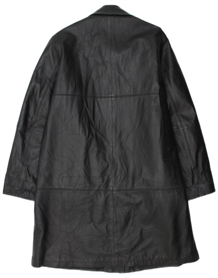Винтажное женское кожаное пальто IT 48 XL, черное кожаное
