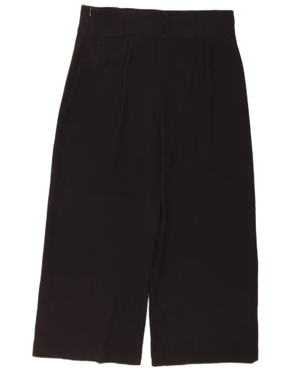 Zara Женские укороченные брюки с высокой талией и широкими штанинами XL W36 L26, черный полиэстер
