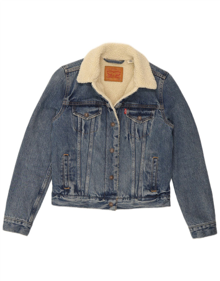 Женская джинсовая куртка из шерпы Levi's UK 6 XS, синяя, хлопок