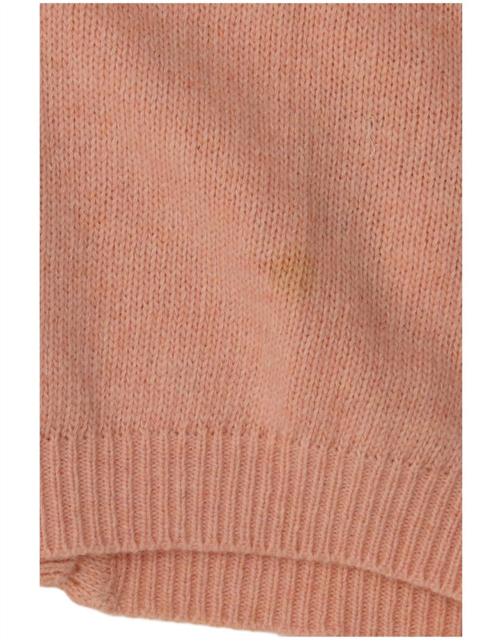 ВИНТАЖНЫЙ женский кардиган-свитер UK 16, большой розовый цветочный узор из шерсти