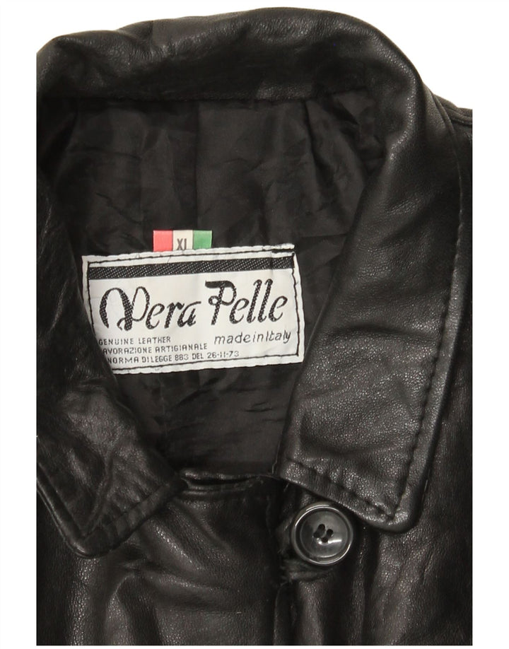 ВИНТАЖНОЕ женское кожаное пальто UK 18 XL, черное кожаное