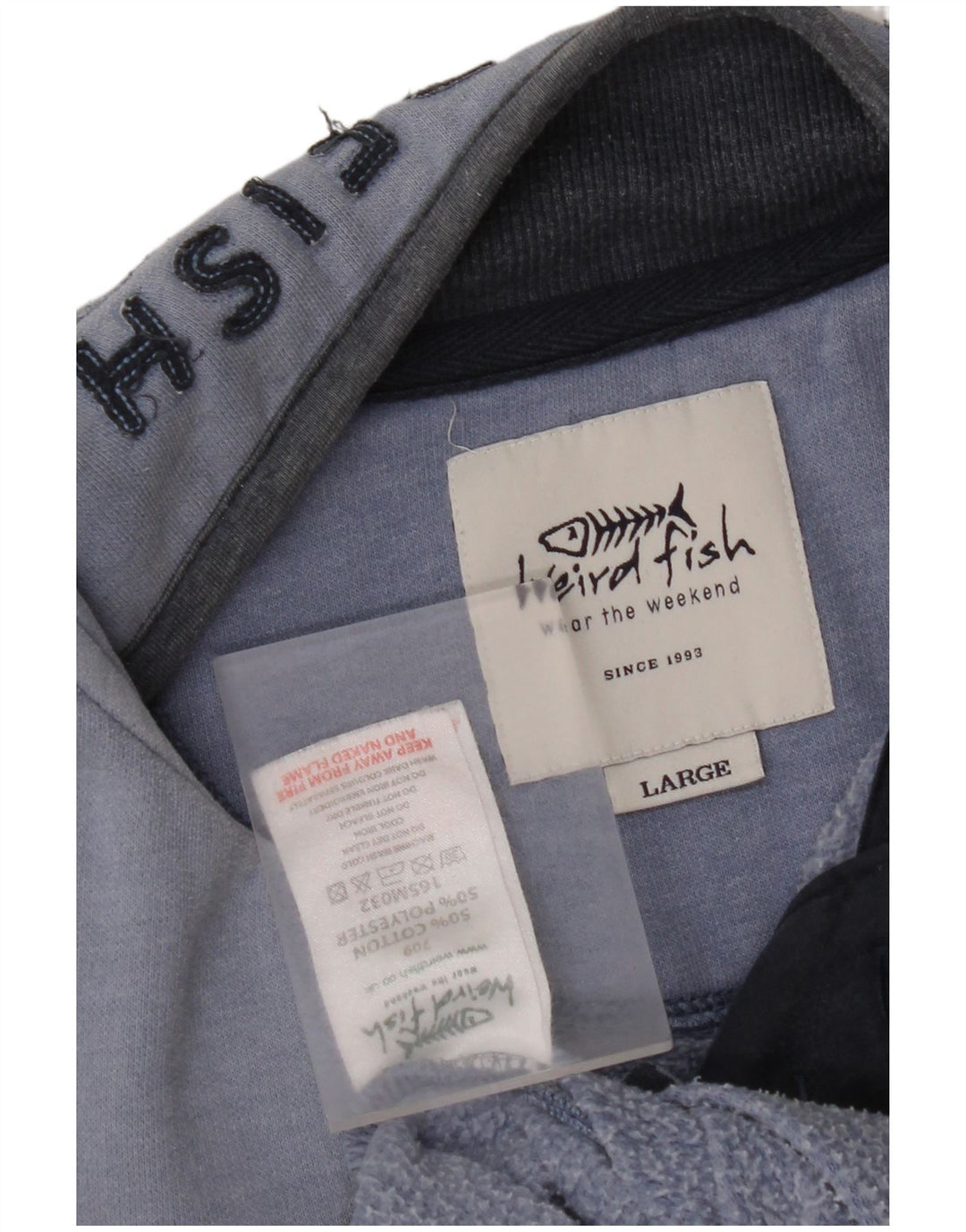 Мужской свитер WEIRD FISH с воротником на молнии, большой синий хлопковый джемпер