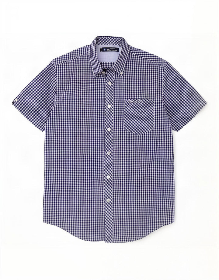 Мужская рубашка с коротким рукавом Ben Sherman, средний темно-синий, хлопок в мелкую клетку