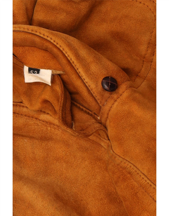 Мужское пальто из овчины VINTAGE IT 52 XL Коричневое кожаное