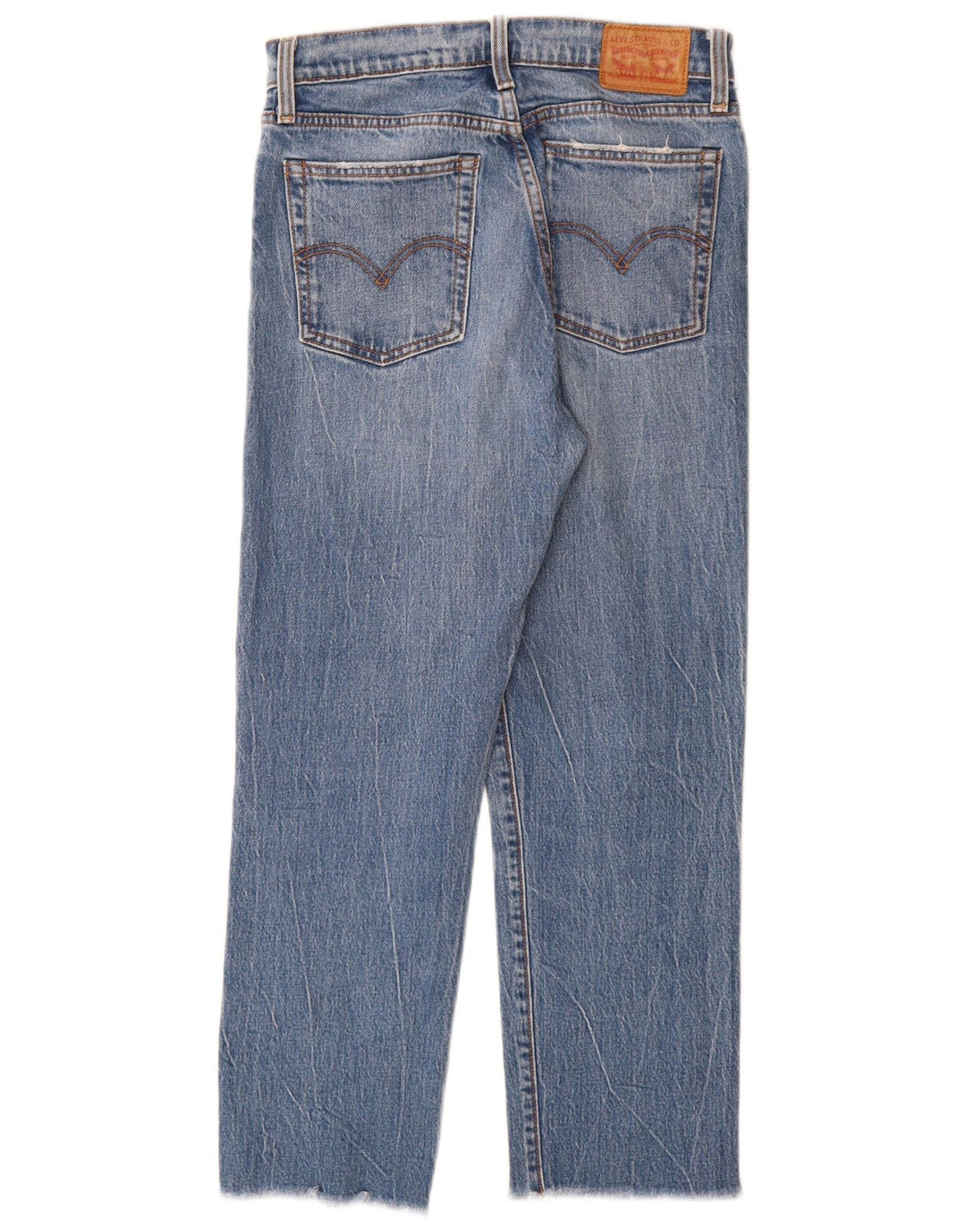 Женские потертые прямые джинсы Levi's W27 L26, синий хлопок